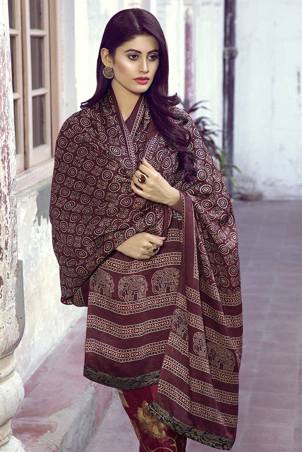Crimson Red Ajrak Shawl